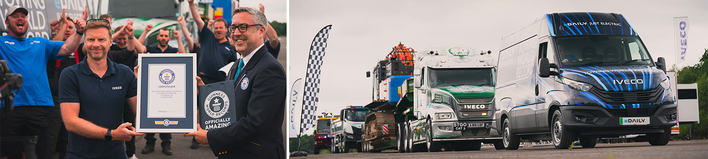 IVECO eDaily буксирует более 153 тонн, чтобы попасть в Книгу рекордов Гиннесса™ в номинации «Самый тяжелый вес, буксируемый электрическим фургоном»