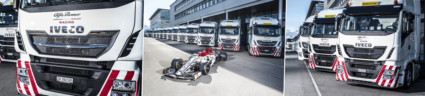 IVECO is Official Truck Partner of Alfa Romeo Racing and delivers fleet of vehicles for the team’s logistics