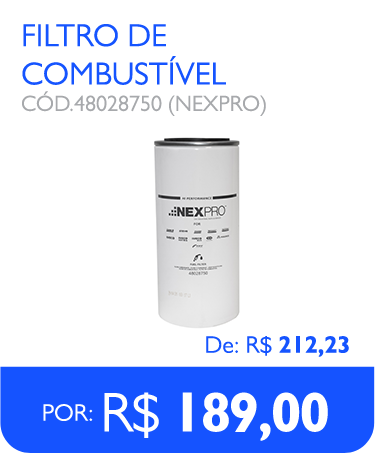 Filtro de combustível de: R$ 212,23 por: R$ 189,00